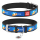 Нашийник для собак шкіряний WAUDOG Design з QR паспортом, малюнок "Прапор", S, Ш 15 мм, Дов 26-35 см, чорний