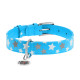 Нашийник для собак шкіряний WAUDOG Glamour з QR паспортом, візерунок "Зірочка", світлонакопичувальний/світловідбивний, L, Ш 25 мм, Дов 38-49 см блакитний