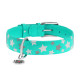 Нашийник для собак шкіряний WAUDOG Glamour з QR паспортом, візерунок "Зірочка", світлонакопичувальний/світловідбивний, XL, Ш 35 мм, Дов 46-60 см ментоловий