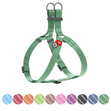 Шлея з відновленої бавовни WAUDOG Re-cotton з QR паспортом, світловідбиваюча, пластиковий фастекс, M, Ш 20 мм, Д 50-80 см зелений