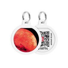 Адресник для собак і котів металевий WAUDOG Smart ID з QR паспортом, малюнок "Марс", коло, Д 25 мм