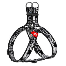 Шлея для собак WAUDOG Nylon з QR паспортом, малюнок "Темний лицар", пластиковий фастекс, XL, Ш 35 мм, А=В 70-100 см