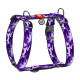 Шлея для собак анатомічна H-подібна WAUDOG Nylon з QR-паспортом, малюнок "Фіолетовий камо" , пластиковий фастекс, XL, Ш 35 мм, А 55-95 см, В 70-110 см