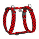 Шлея для собак анатомічна H-подібна WAUDOG Nylon з QR-паспортом, малюнок "Шотландка червона", пластиковий фастекс, XL, Ш 35 мм, А 55-95 см, В 70-110 см