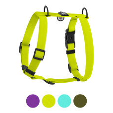 Шлея для собак водостійка анатомічна Н-подібна WAUDOG Magnet з QR-паспортом, магнітна пряжка-фастекс, L, Ш 25 мм, А 50-85 см, В 61-100 см, лимонний