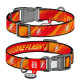 Нашийник для собак нейлоновий WAUDOG Nylon з QR паспортом, світловідбивний, малюнок "Флеш Лого", пластиковий фастекс, L, Ш 25 мм, Дов 33-49 см