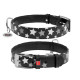 Нашийник для собак шкіряний WAUDOG Glamour з QR паспортом, візерунок "Зірочка", світлонакопичувальний/світловідбивний, L, Ш 25 мм, Дов 38-49 см чорний
