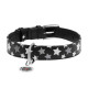 Нашийник для собак шкіряний WAUDOG Glamour з QR паспортом, візерунок "Зірочка", світлонакопичувальний/світловідбивний, L, Ш 25 мм, Дов 38-49 см чорний
