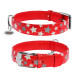 Нашийник для собак шкіряний WAUDOG Glamour з QR паспортом, візерунок "Зірочка", світлонакопичувальний/світловідбивний, XL, Ш 35 мм, Дов 46-60 см червоний