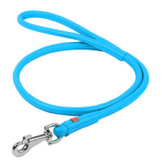 Повідець для собак шкіряний WAUDOG Glamour круглий, Д 10 мм, Дов 122 см блакитний