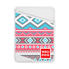 Холдер для карток WAUDOG Design з малюнком "Етно", преміум шкіра (ширина 70 мм, довжина 95 мм) білий