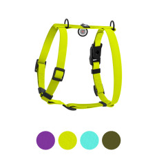 Шлея для собак водостійка анатомічна Н-подібна WAUDOG Magnet з QR-паспортом, магнітна пряжка-фастекс, S, Ш 15 мм, А 28-42 см, В 32-52 см лимонний