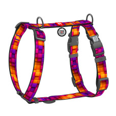 Шлея для собак анатомічна H-подібна WAUDOG Nylon з QR-паспортом, малюнок "Куби 3Д", пластиковий фастекс, L, Ш 25 мм, A 51-85 см, B 61-85 см