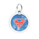 Адресник для собак і котів металевий WAUDOG Smart ID з QR паспортом, малюнок "Супермен ретро", коло, Д 30 мм