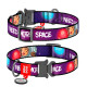 Нашийник для собак нейлоновий WAUDOG Nylon з QR-паспортом, малюнок "Більше космосу", металева пряжка-фастекс, XL, Ш 25 мм, Д 35-58 см