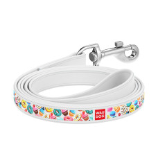 Повідець WAUDOG Design з малюнком "Пончики" (ширина 25 мм, довжина 122 см) білий