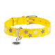 Нашийник для собак шкіряний WAUDOG Glamour з QR паспортом, візерунок "Зірочка", світонакоплювальний, Ш 25 мм, Дов 38-49 см жовтий