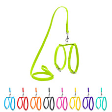 Шлея з повідцем для собак шкіряна WAUDOG Glamour з QR паспортом, Ш 9 мм, А 20-30 см, В 30-40 см салатовий