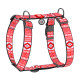 Шлея для собак анатомічна H-подібна WAUDOG Nylon з QR-паспортом, малюнок "Етно червоний", пластиковий фастекс, XL, Ш 35 мм, А 55-95 см, В 70-110 см