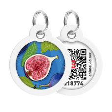 Адресник для собак і котів металевий WAUDOG Smart ID з QR паспортом, малюнок "Інжир", коло, Д 30 мм