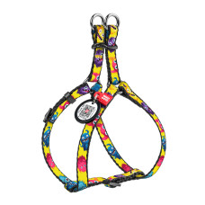 Шлея для котів та дрібних порід собак WAUDOG Nylon з QR паспортом, малюнок "Мохнаті монстри", пластиковий фастекс, XS, Ш 10 мм, B=C 28-40 см