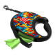 Повідець-рулетка для собак WAUDOG R-leash з контейнером для пакетів, малюнок "Блоки", світловідбивна стрічка, S, до 12 кг, 3 м