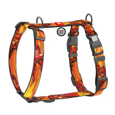 Шлея для собак анатомічна H-подібна WAUDOG Nylon з QR-паспортом, малюнок "Швидкість Флеша", пластиковий фастекс, XL, Ш 25 мм, А 60-100 см, В 68-100 см