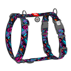 Шлея для собак анатомічна H-подібна WAUDOG Nylon з QR-паспортом, малюнок "Нескінченні світи", пластиковий фастекс, XL, Ш 35 мм, A 60-100 см, B 70-100 см