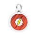 Адресник для собак і котів металевий WAUDOG Smart ID з QR паспортом, малюнок "Флеш лого", коло, Д 30 мм