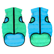 Курточка для собак AiryVest Lumi двостороння, світиться в темряві, розмір S 35, салатово-голуба