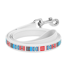 Повідець WAUDOG Design з малюнком "Етно" (ширина 25 мм, довжина 122 см) білий