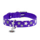 Нашийник для собак шкіряний WAUDOG Glamour з QR паспортом, візерунок "Зірочка", світлонакопичувальний/світловідбивний, L, Ш 25 мм, Дов 38-49 см фіолетовий