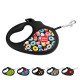 Повідець-рулетка для собак WAUDOG R-leash, малюнок "Пончики", M, до 25 кг, 5 м, світловідбиваюча стрічка чорний