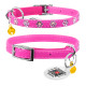 Нашийник WAUDOG Glamour з резинкою, клейовими стразами "Квітка" для котів (ширина 9мм, довжина 22-30см) рожевий