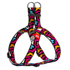 Шлея для собак WAUDOG Nylon з QR паспортом, малюнок "Графіті", пластиковий фастекс, XL, Ш 35 мм, А=В 70-100 см