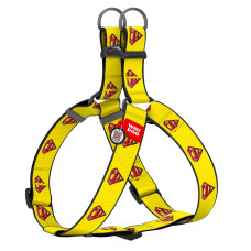 Шлея для собак WAUDOG Nylon з QR паспортом, малюнок "Супермен 2", пластиковий фастекс, XL, Ш 35 мм, А=В 70-100 см