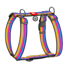 Шлея для собак анатомічна H-подібна WAUDOG Nylon з QR-паспортом, малюнок "Лінія 1", пластиковий фастекс, XL, Ш 35 мм, А 55-95 см, В 70-110 см