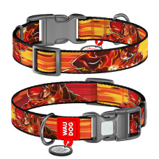 Нашийник для собак нейлоновий WAUDOG Nylon з QR паспортом, малюнок "Швидкість Флеша", пластиковий фастекс, M, Ш 20 мм, Дл 28-40 см