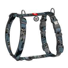 Шлея для собак анатомічна H-подібна WAUDOG Nylon з QR-паспортом, малюнок "Тінь Бетмена", пластиковий фастекс, S, Ш 15 мм, A 30-45 см, B 35-45 см