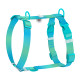 Шлея для собак анатомічна H-подібна WAUDOG Nylon Recycled з QR-паспортом, градієнт, пластиковий фастекс, М, Ш 20 мм, А 38-60 см, В 45-60 см, блакитний