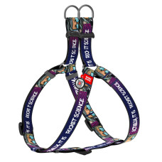 Шлея для собак нейлонова WAUDOG Nylon з QR-паспортом, малюнок "Космос. Ракетобудування", пластиковий фастекс, M, Ш 20 мм, Д 50-80 см