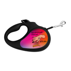 Повідець-рулетка для собак WAUDOG R-leash, малюнок "Конотопські магічні війська", L, до 50 кг, 5 м, світловідбиваюча стрічка чорний