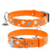 Нашийник для собак шкіряний WAUDOG Glamour з QR паспортом, візерунок "Зірочка", світлонакопичувальний/світловідбивний, L, Ш 25 мм, Дов 38-49 см помаранчевий
