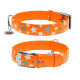Нашийник для собак шкіряний WAUDOG Glamour з QR паспортом, візерунок "Зірочка", світлонакопичувальний/світловідбивний, XL, Ш 35 мм, Дов 46-60 см помаранчевий