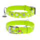 Нашийник для собак шкіряний WAUDOG Glamour з QR паспортом, візерунок "Зірочка", світлонакопичувальний/світловідбивний, XL, Ш 35 мм, Дов 46-60 см салатовий