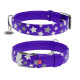 Нашийник для собак шкіряний WAUDOG Glamour з QR паспортом, візерунок "Зірочка", світлонакопичувальний/світловідбивний, XL, Ш 35 мм, Дов 46-60 см фіолетовий