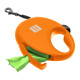 Повідець-рулетка для собак WAUDOG R-leash з контейнером для пакетів, світловідбивна стрічка, L, до 40 кг, 5 м, помаранчевий