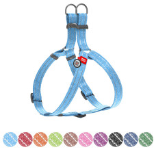 Шлея з відновленої бавовни WAUDOG Re-cotton з QR паспортом, світловідбиваюча, пластиковий фастекс, S, Ш 15 мм, Д 40-55 см блакитний