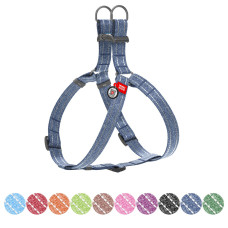 Шлея з відновленої бавовни WAUDOG Re-cotton з QR паспортом, світловідбиваюча, пластиковий фастекс, L, Ш 25 мм, Д 60-90 см синій