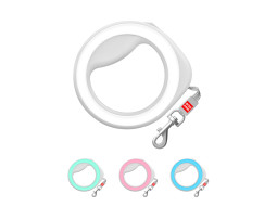 Повідець-рулетка для собак WAUDOG R-leash, кругла, XS-M, до 40 кг, 2,9 м, світловідбиваюча стрічка білий